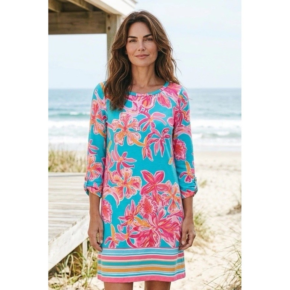 New Lilly Pulitzer Ophelia Pima Cotton Jersey Knit Dress Size XS X Small Pink